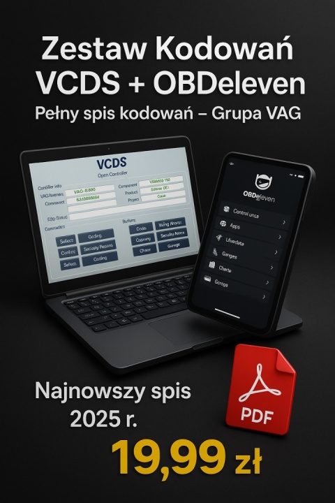 Lista kodowań OBD11 + VCDS - Najnowsza wersja 2025 PDF + grafiki
